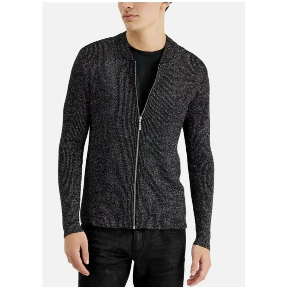 INC International Concepts‎ Men's Metallic Ribbed-Knit Full Silver Combo XL